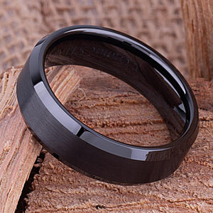 Black Ceramic Men's Wedding Ring - 7mm Width CER065-8 men’s wedding ring or engagement band, promise ring or anniversary ring gift for him - Steven G Designs