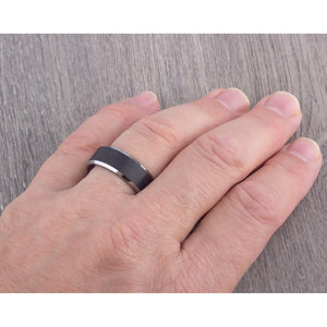 Tungsten Ring with Black Plating 8mm - TCR070 traditional black men’s wedding or engagement band or anniversary ring