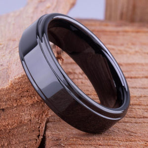 Men's Black Ceramic Wedding Ring - 7mm Width CER023-8 men’s wedding ring or engagement band, promise ring or anniversary ring gift for him - Steven G Designs