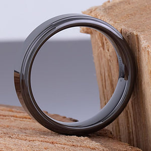 Men's Black Ceramic Wedding Ring - 7mm Width CER023-8 men’s wedding ring or engagement band, promise ring or anniversary ring gift for him - Steven G Designs