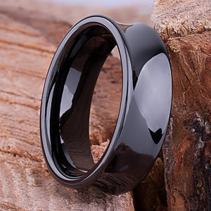 Black Ceramic Concave Wedding Ring - 8mm Width CER049-8 men’s wedding ring or engagement band, promise ring or anniversary ring gift for him - Steven G Designs