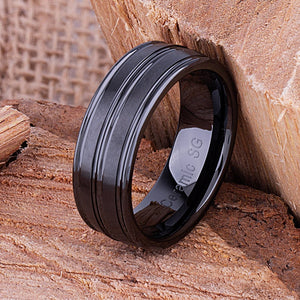 Black Ceramic Men's Wedding Band - 8mm Width CER003-8 men’s wedding ring or engagement band, promise ring or anniversary ring gift for him - Steven G Designs
