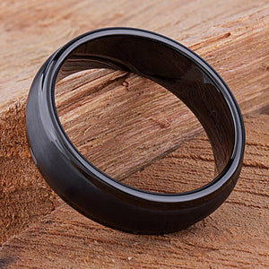 Black Ceramic Men's Wedding Ring - 7mm Width CER047-8 men’s wedding ring or engagement band, promise ring or anniversary ring gift for him - Steven G Designs