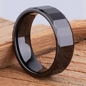 Black Ceramic Men's Wedding Ring 8mm Width CER053-8 men’s wedding ring or engagement band, promise ring or anniversary ring gift for him - Steven G Designs