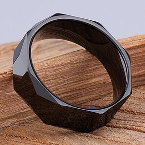 Black Men's Ceramic Wedding Ring - 8mm Width CER055-8 men’s wedding ring or engagement band, promise ring or anniversary ring gift for him - Steven G Designs