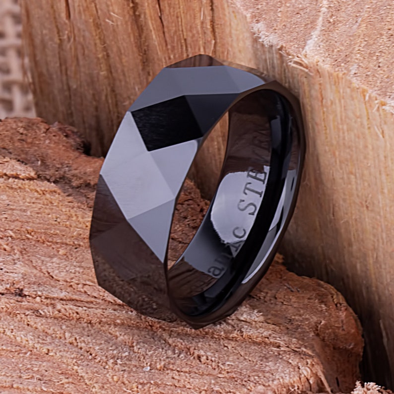 Men's Black Ceramic Wedding Band - 8mm Width CER061-8 men’s wedding ring or engagement band, promise ring or anniversary ring gift for him - Steven G Designs