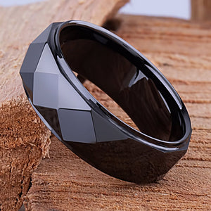 Men's Black Ceramic Wedding Ring - 8mm Width CER059-8 men’s wedding ring or engagement band, promise ring or anniversary ring gift for him - Steven G Designs