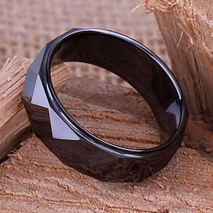 Men's Black Ceramic Wedding Ring - 8mm Width CER059-8 men’s wedding ring or engagement band, promise ring or anniversary ring gift for him - Steven G Designs