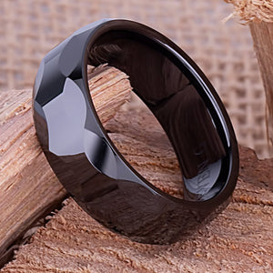 Black Ceramic Engagement Band - 8mm Width CER060-8 men’s wedding ring or engagement band, promise ring or anniversary ring gift for him - Steven G Designs