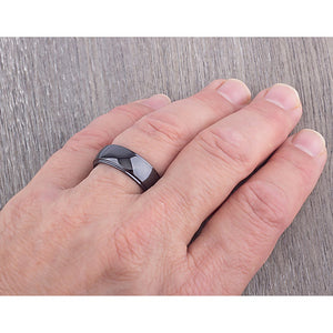 Black Ceramic Mens Wedding Ring - 8mm Width CER032-8 men’s wedding ring or engagement band, promise ring or anniversary ring gift for him - Steven G Designs