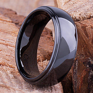 Black Ceramic Mens Wedding Ring - 8mm Width CER032-8 men’s wedding ring or engagement band, promise ring or anniversary ring gift for him - Steven G Designs