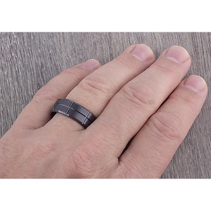Black Ceramic Men's Engagement Band - 8mm Width CER002-8 men’s wedding ring or engagement band, promise ring or anniversary ring gift for him - Steven G Designs
