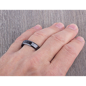 Men's Black Ceramic Engagement Ring - 6mm Width CER018-8 men’s wedding ring or engagement band, promise ring or anniversary ring gift for him - Steven G Designs