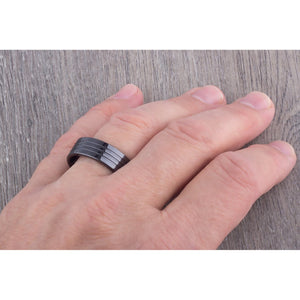 Black Ceramic Mens Wedding Ring - 8mm Width CER071-7 men’s wedding ring or engagement band, promise ring or anniversary ring gift for him - Steven G Designs