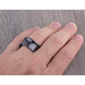 Men's Black Concave Ceramic Ring - 12mm Width CER072-8 men’s wedding ring or engagement band, promise ring or anniversary ring gift for him - Steven G Designs