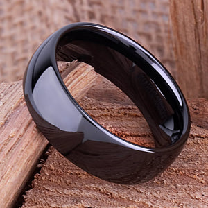 Black Ceramic Mens Wedding Ring - 8mm Width CER031-8 men’s wedding ring or engagement band, promise ring or anniversary ring gift for him - Steven G Designs