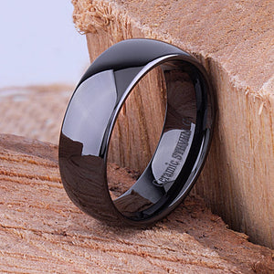 Black Ceramic Mens Wedding Ring - 8mm Width CER031-8 men’s wedding ring or engagement band, promise ring or anniversary ring gift for him - Steven G Designs