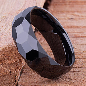 Ceramic Mens Wedding Ring - 8mm Width CER066-8 men’s wedding ring or engagement band, promise ring or anniversary ring gift for him - Steven G Designs