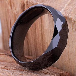 Ceramic Mens Wedding Ring - 8mm Width CER066-8 men’s wedding ring or engagement band, promise ring or anniversary ring gift for him - Steven G Designs