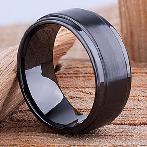 Black Ceramic Men's Wedding Ring - 10mm Width CER063-8 men’s wedding ring or engagement band, promise ring or anniversary ring gift for him - Steven G Designs