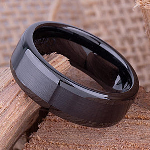 Black Ceramic Men's Wedding Band - 8mm Width CER044-8 men’s wedding ring or engagement band, promise ring or anniversary ring gift for him - Steven G Designs