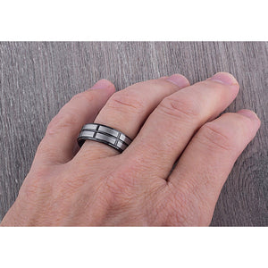 Tungsten Band with Black Plating 8mm - TCR081 unique black men’s wedding or engagement band or anniversary ring for him