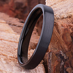 Black Tungsten Ring 4mm - TCR131 black men’s wedding or engagement band or promise ring for boyfriend